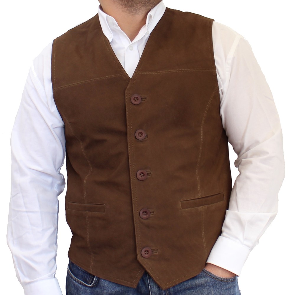 Men's leather vest Vest 321, medium brown (suede) in 6 colors, Bild 3