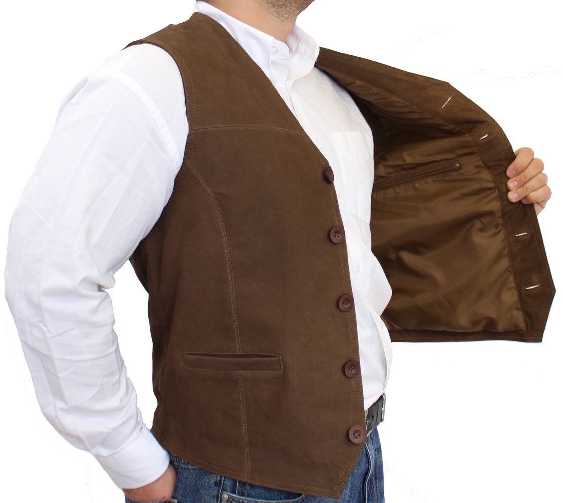 Men's leather vest Vest 321, medium brown (suede) in 6 colors, Bild 5
