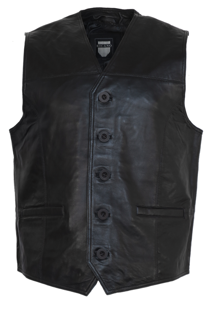Men's leather vest Vest 321, Black (smooth leather) in 6 colors, Bild 1