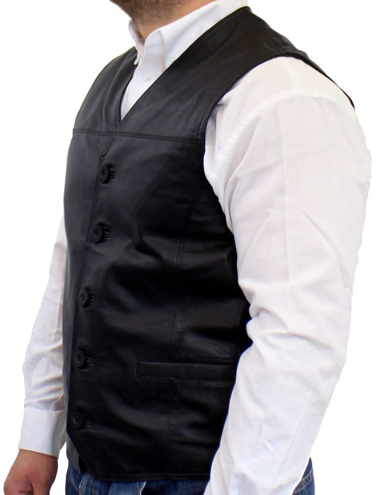Men's leather vest Vest 321, Black (smooth leather) in 6 colors, Bild 4