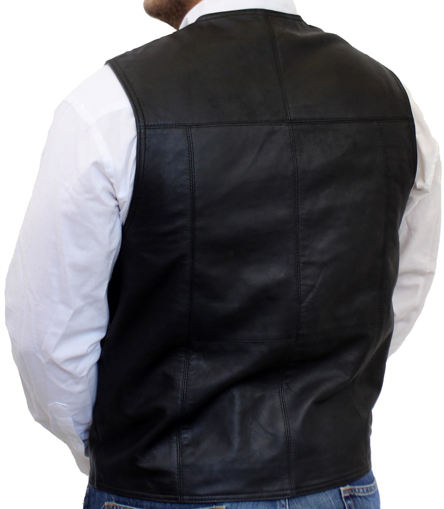 Men's leather vest Vest 321, Black (smooth leather) in 6 colors, Bild 6