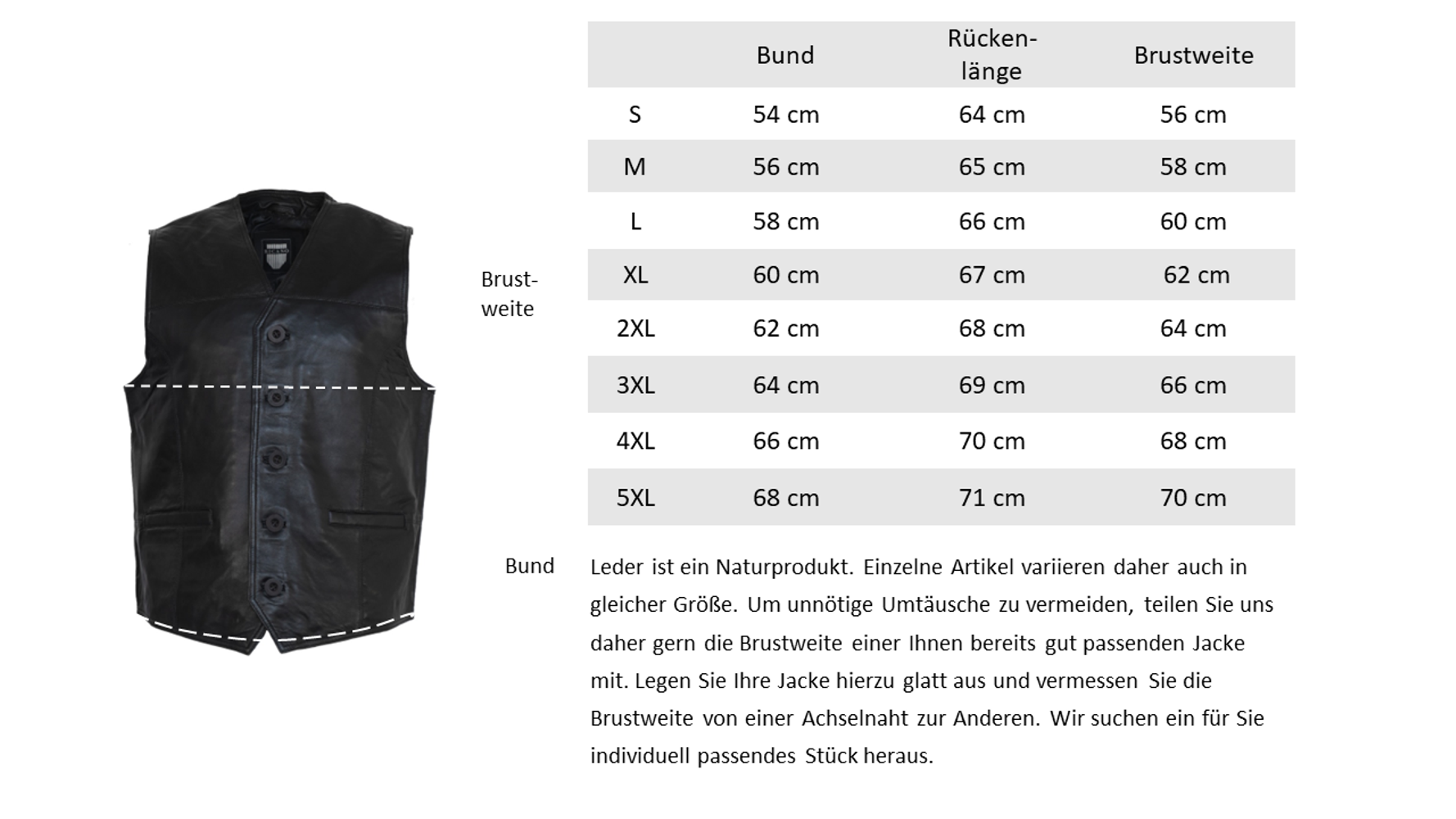 Men's leather vest Vest 321, Black (smooth leather) in 6 colors, Bild 7