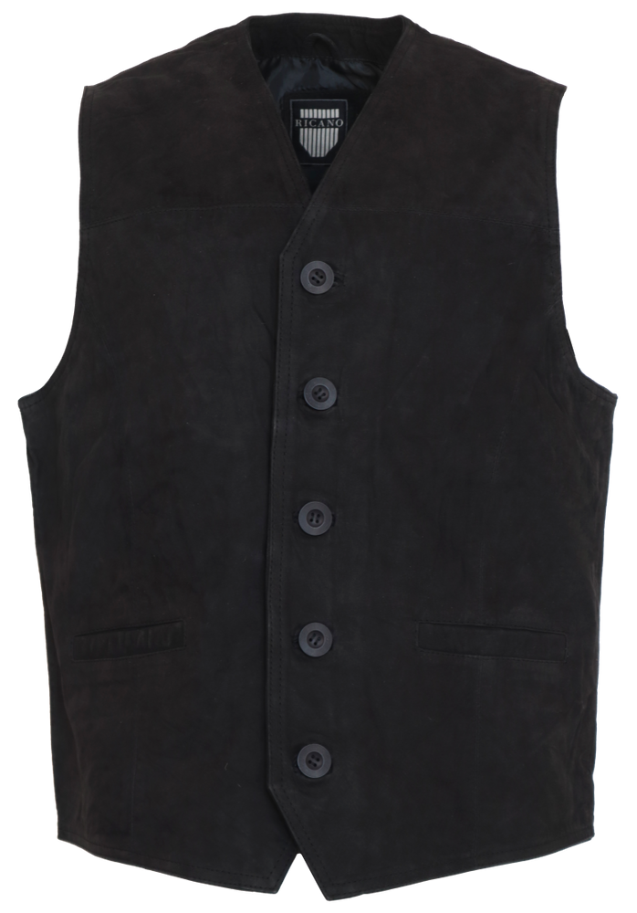 Men's leather vest Vest 321, Black (suede) in 6 colors, Bild 1
