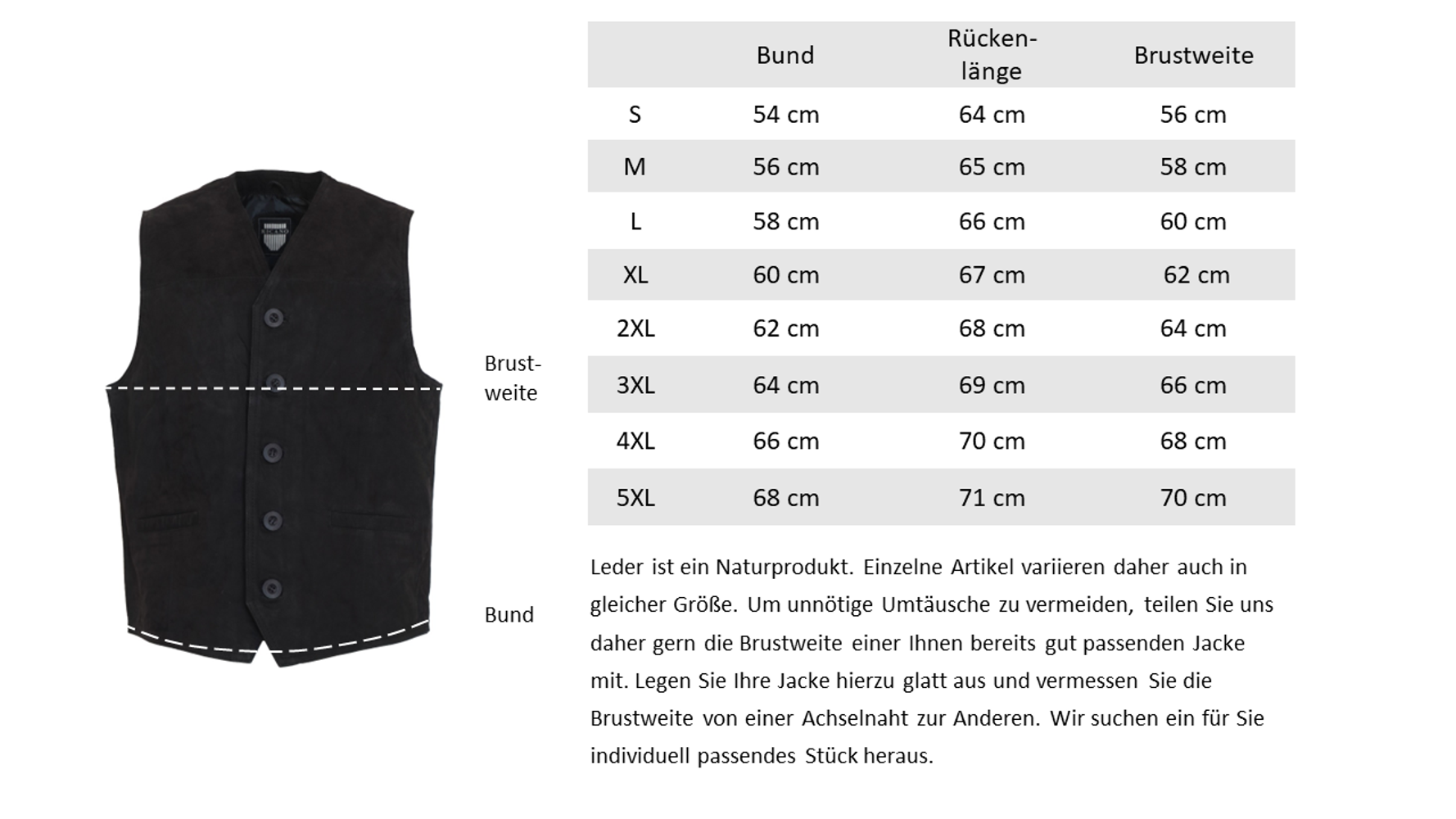Men's leather vest Vest 321, Black (suede) in 6 colors, Bild 7