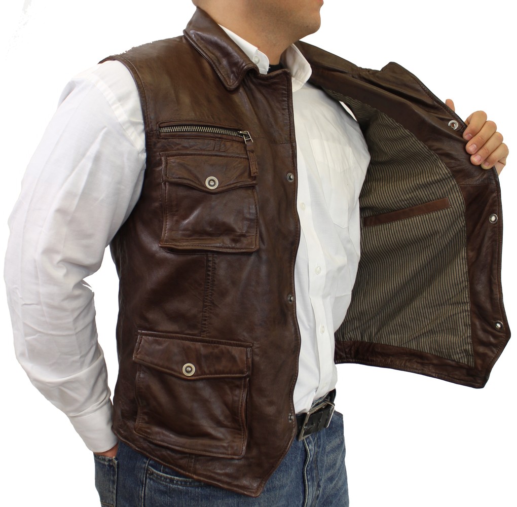 Men's leather vest Vest SK, Brown in 3 colors, Bild 4