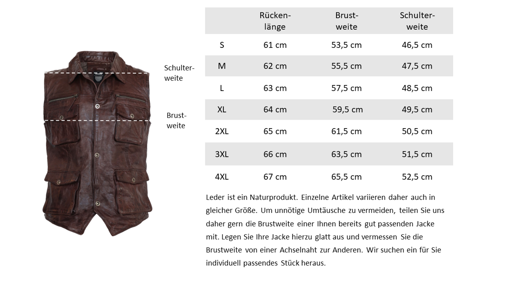 Men's leather vest Vest SK, Brown in 3 colors, Bild 7