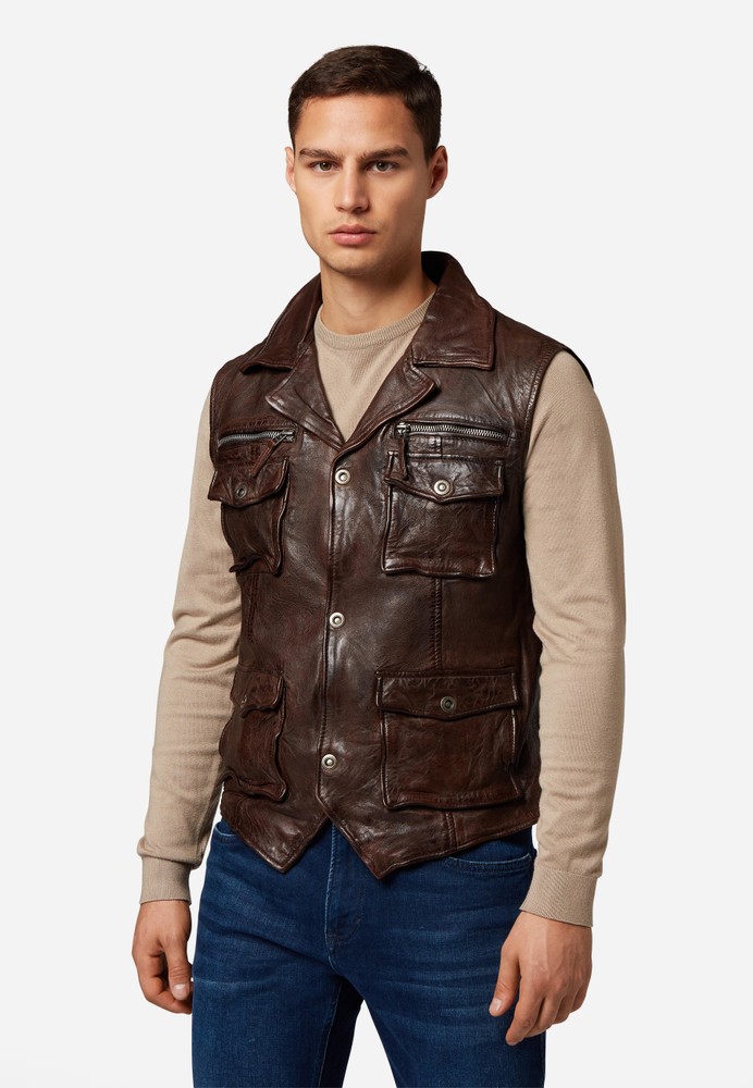 Men's leather vest Vest SK, Brown in 3 colors, Bild 1