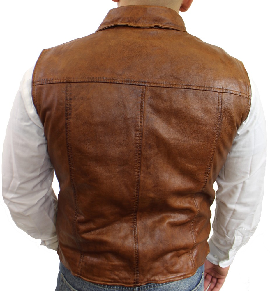 Men's leather vest Vest SK, Cognac Brown in 3 colors, Bild 6