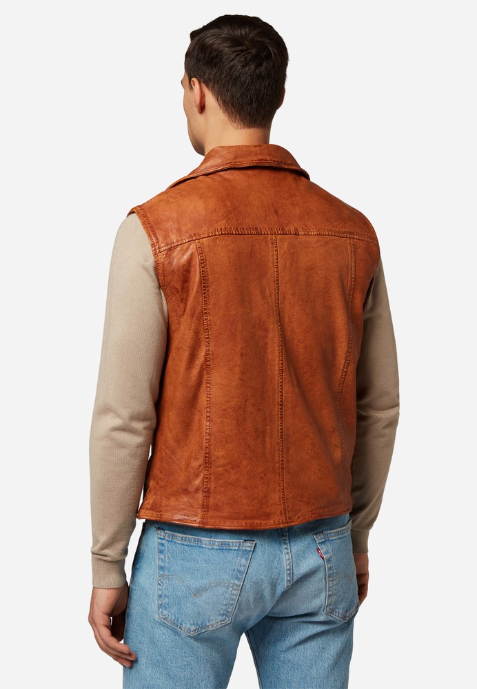 Men's leather vest Vest SK, Cognac Brown in 3 colors, Bild 3