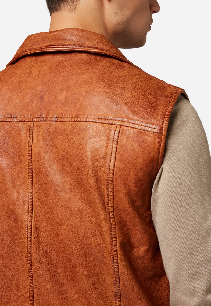 Men's leather vest Vest SK, Cognac Brown in 3 colors, Bild 5