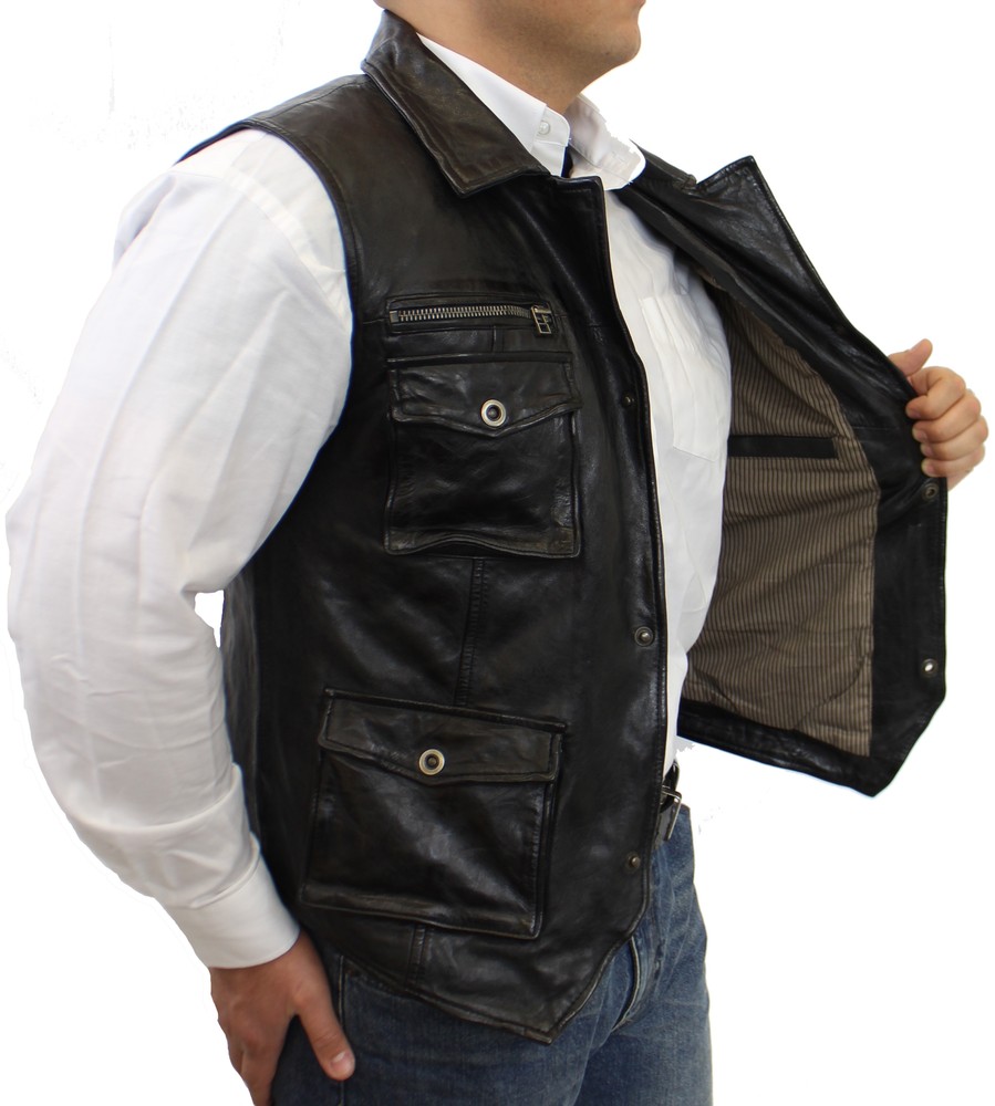 Men's leather vest Vest SK, black in 3 colors, Bild 4