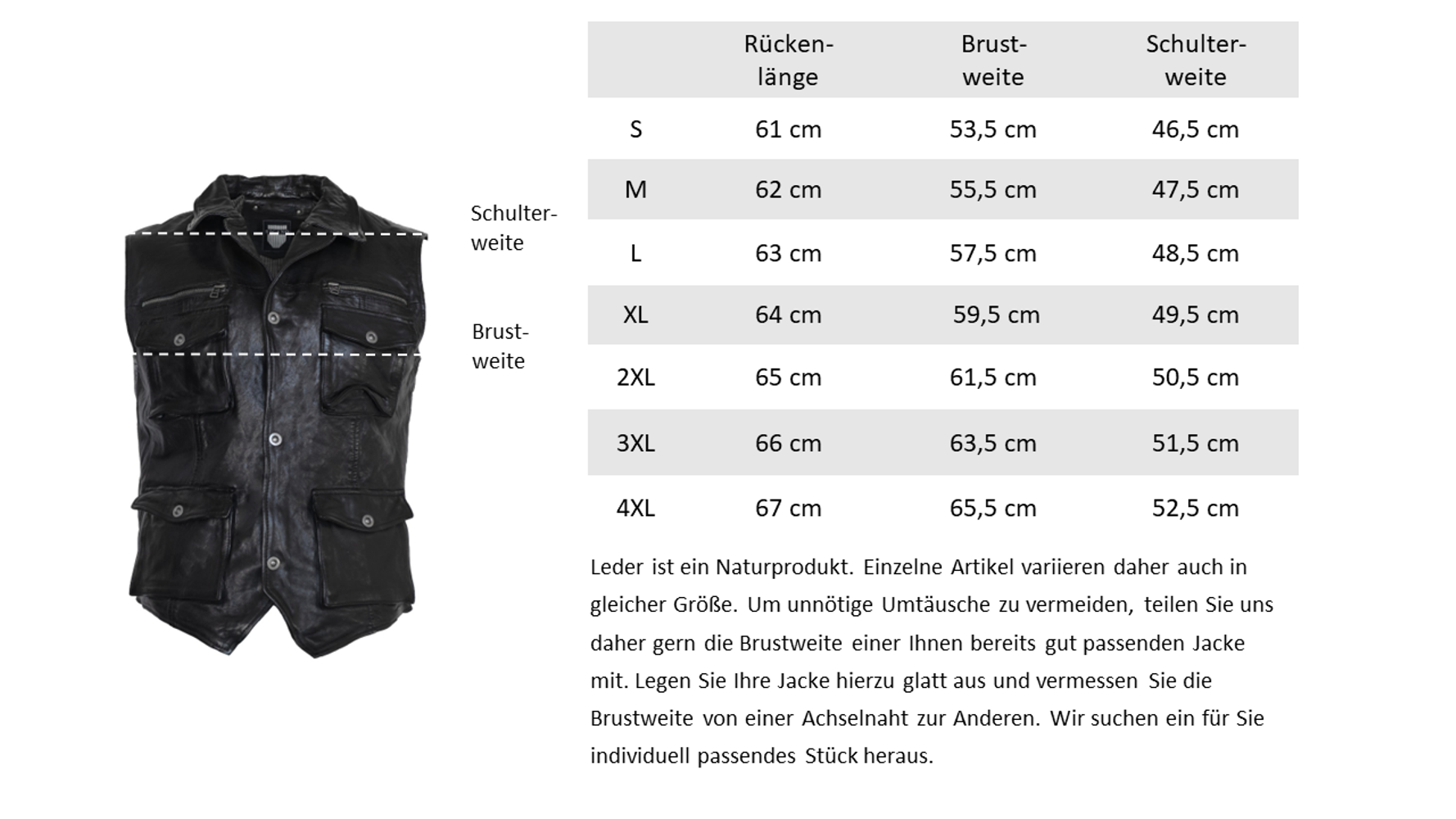 Men's leather vest Vest SK, black in 3 colors, Bild 6
