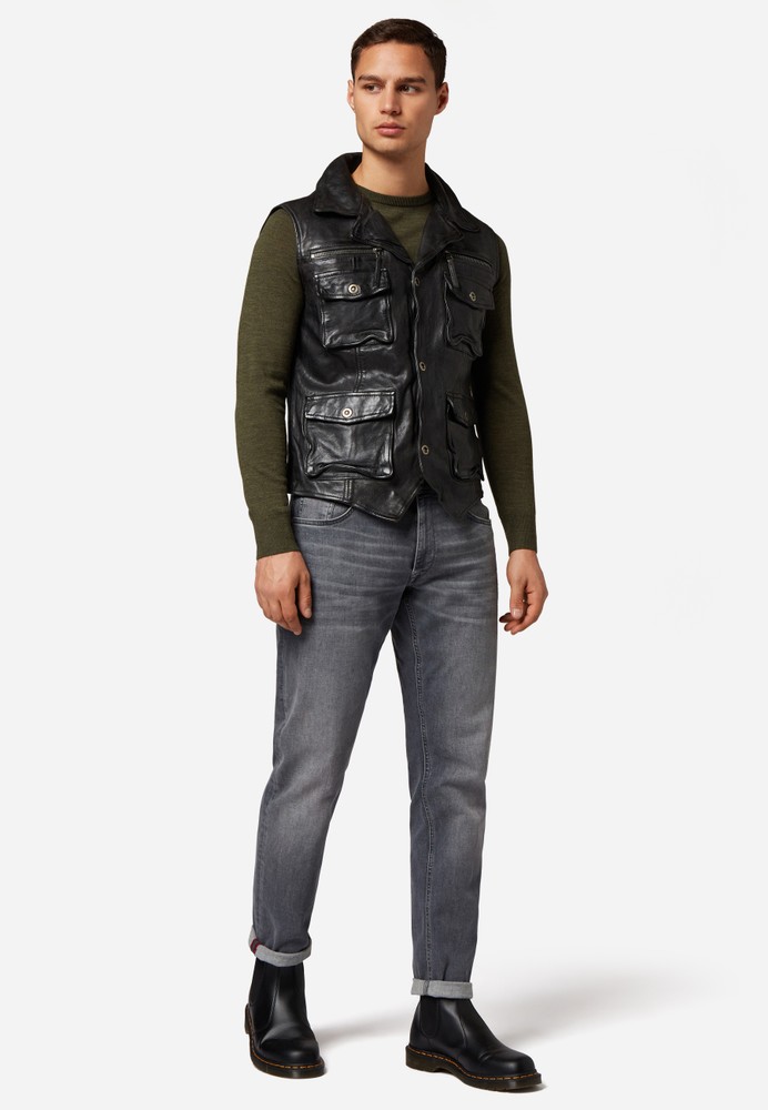 Men's leather vest Vest SK, black in 3 colors, Bild 2
