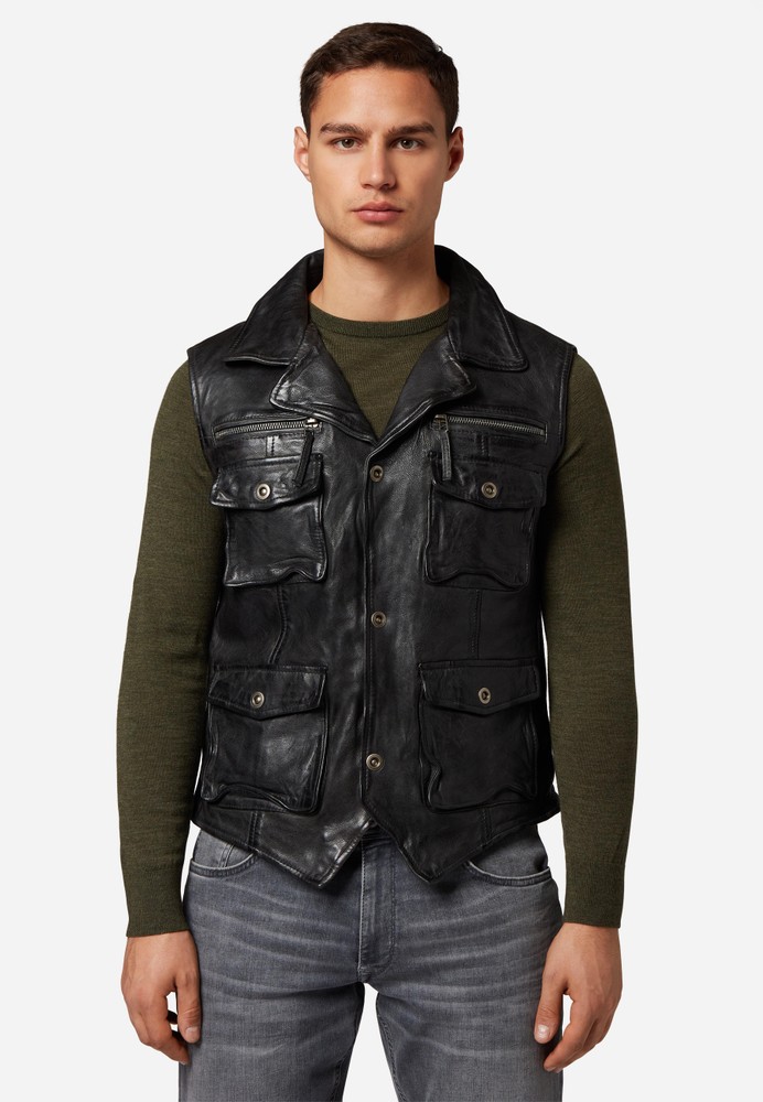 Men's leather vest Vest SK, black in 3 colors, Bild 1