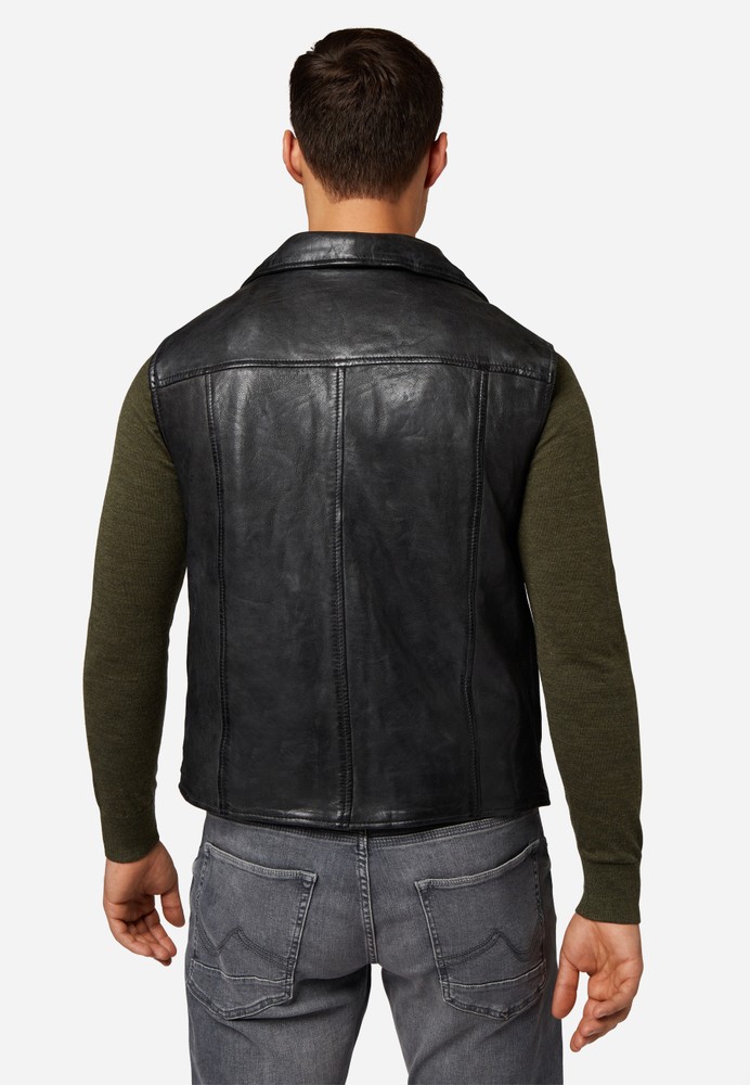 Men's leather vest Vest SK, black in 3 colors, Bild 3